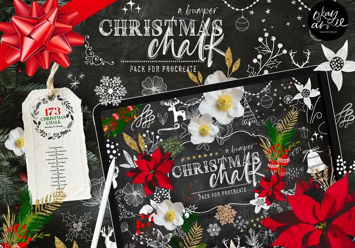 procreate christmas brushes free - free Procreate brush pack