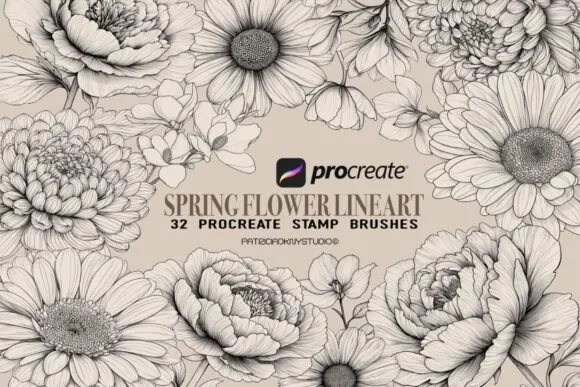 Procreate Flower Stamp Brushes - free Procreate brush pack