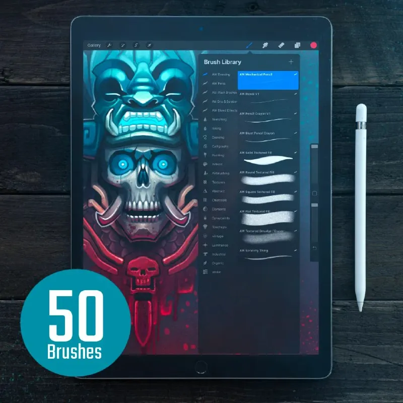 50 tattoo brushes for procreate - free Procreate brush pack