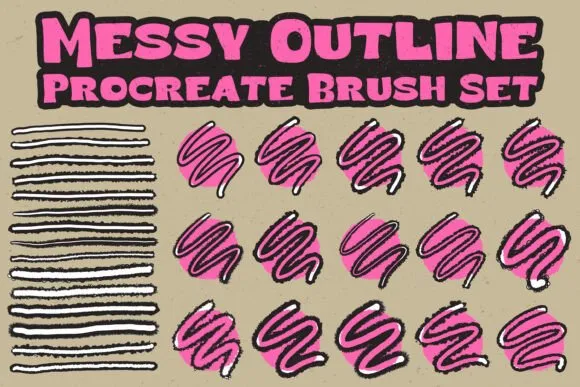 Procreate Messy Outlines Brush Set - free Procreate brush pack