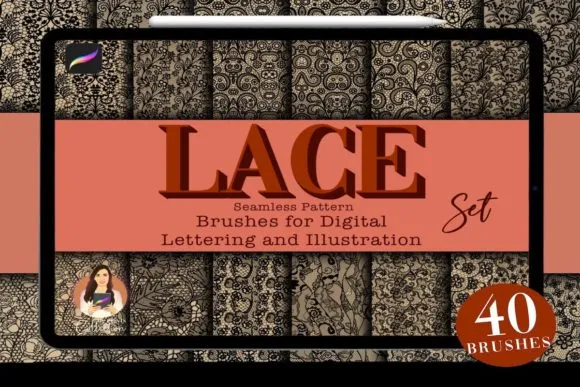 40 Lace Pattern Procreate Brushes - free Procreate brush pack
