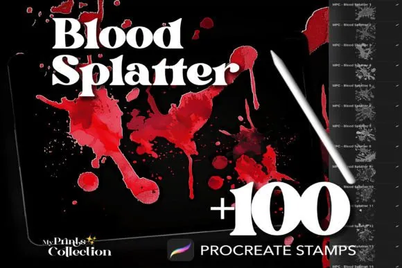Procreate Blood Splatter Stamps - free Procreate brush pack