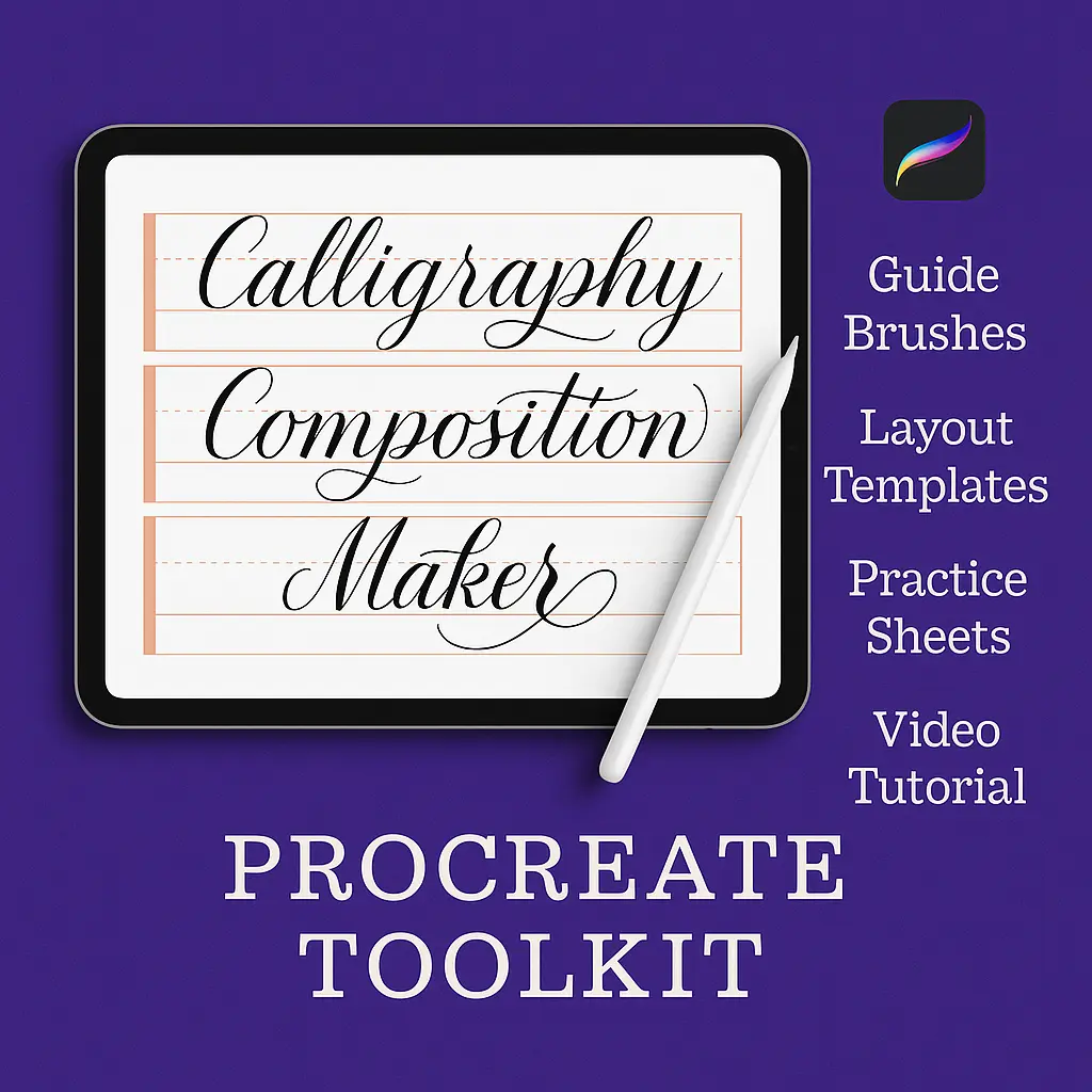 Calligraphy Composition Maker for Procreate - free Procreate brush pack