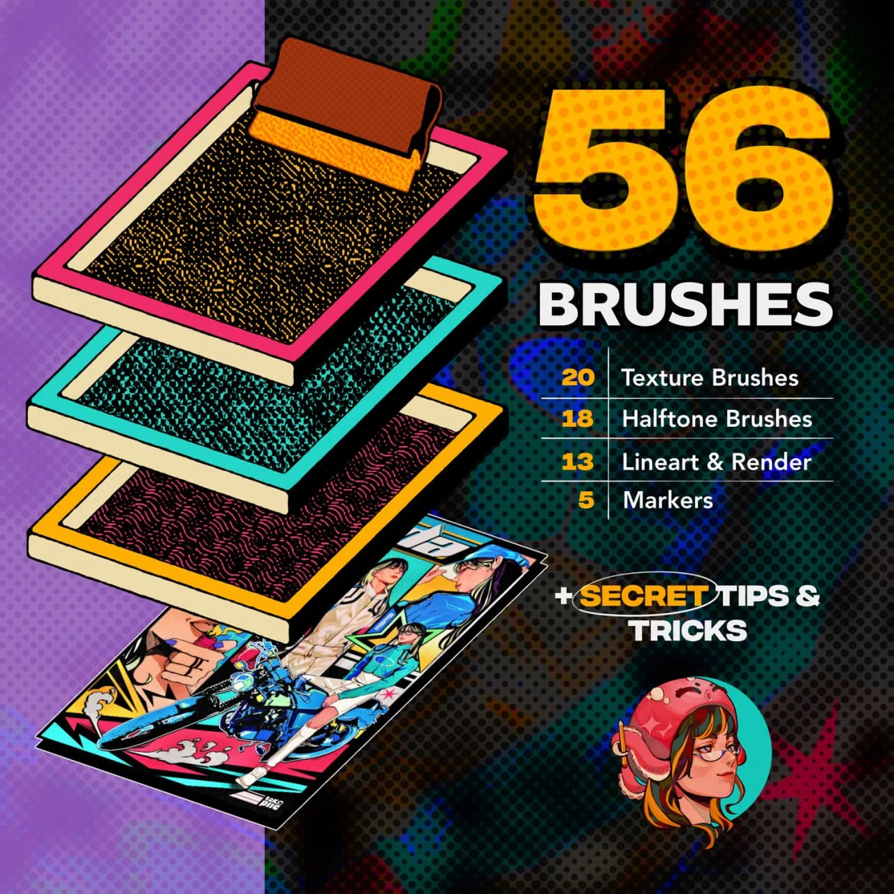 56 Texture Brushes for Procreate - free Procreate brush pack