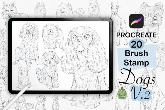 Dog Brush Stamp V.2 - free Procreate brush pack