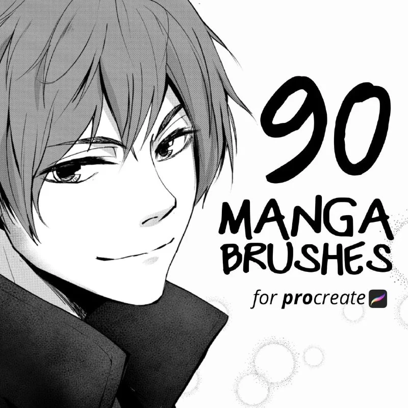 90 Manga Brushes For Procreate - free Procreate brush pack