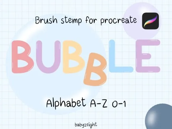 Bubble Brush Procreate a-Z, 0-9 - free Procreate brush pack