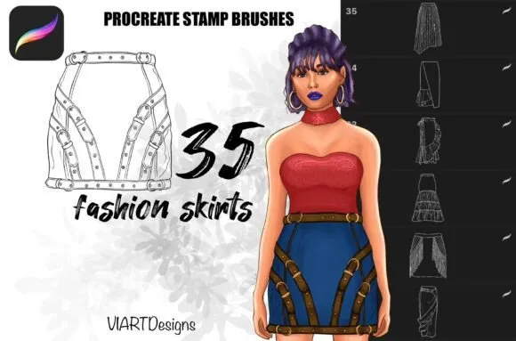 Fashion Skirts Stamp Brushes for Procreate - free Procreate brush pack