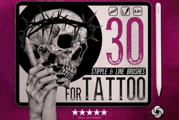 Procreate Tattoo Stipple Brushes - free Procreate brush pack