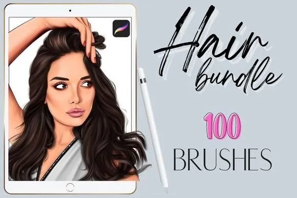 Procreate Hair Braids Curly Wavy Brushes - free Procreate brush pack