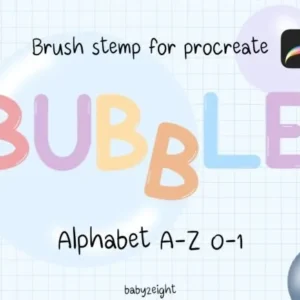 Bubble Brush Procreate a-Z, 0-9