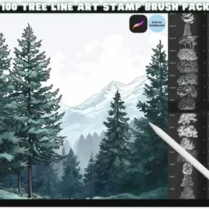 Procreate Tree Landscape Brush Stamp Set