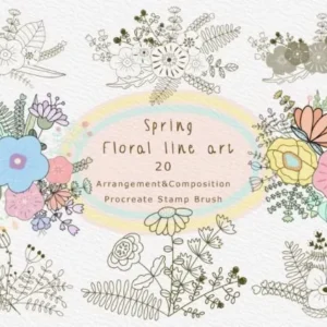 Spring Floral Line Art
