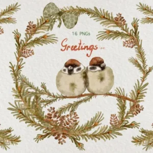 Watercolor Cute Sparrow