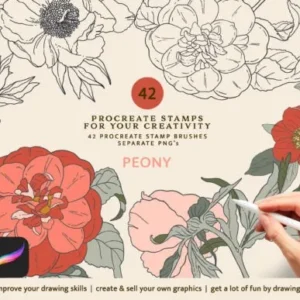 Peony Stamps Procreate Brushes