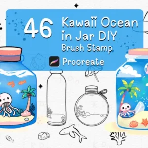 Kawaii Ocean in Jar Procreate Brush