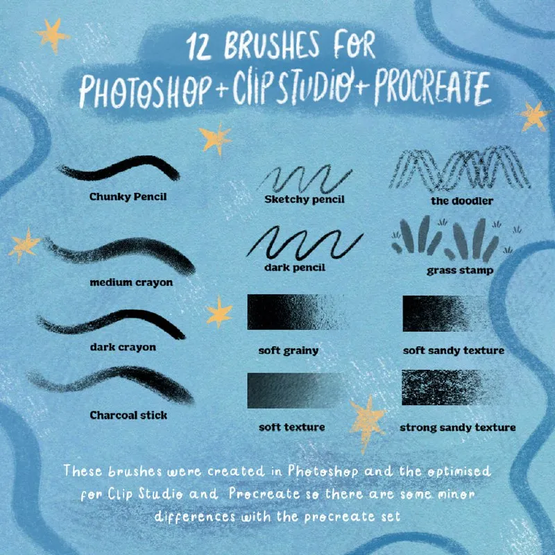 Free Procreate Brush Set (12 Dry Media Tools for CSP & PS) - Image 2