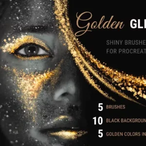 Shiny Golden Glitter Brushes