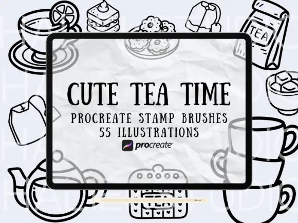 cute tea time procreate stamps brush set cute tea time procreate stamps brush set