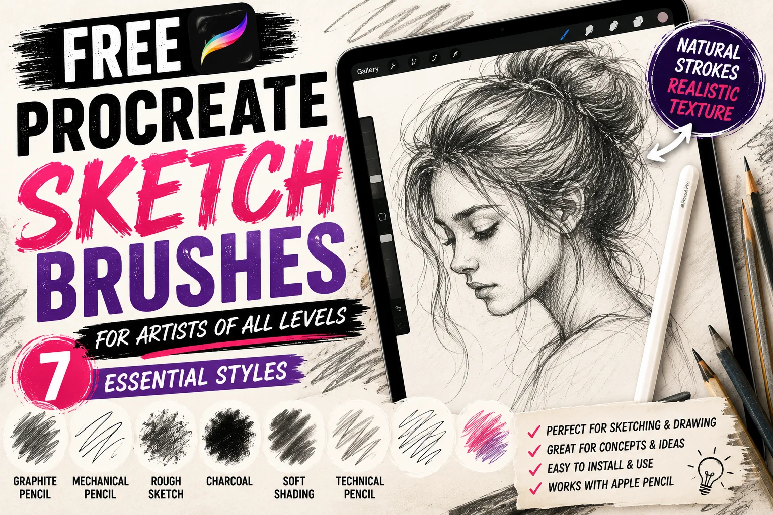 free procreate sketch brushes