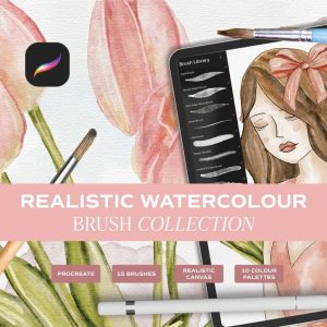 realistic watercolour procreate brushset