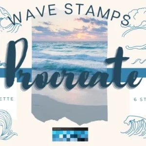 wave stamp set for procreate & palette
